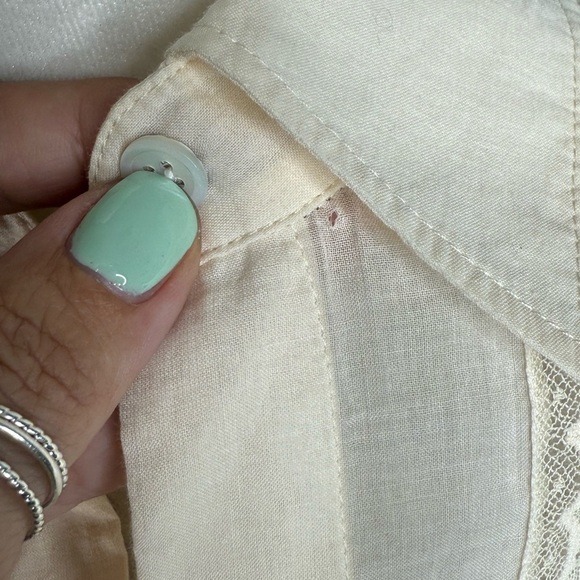 Theory Cream Notched Collar Button Down Shirt - Picture 13 of 13